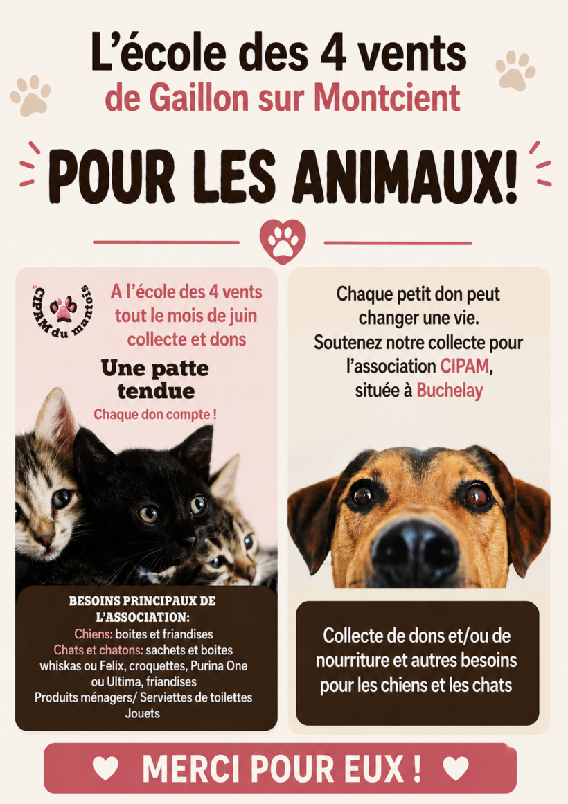 En juin, collecte à l&rsquo;école des 4 Vents Gaillon sur Montcient